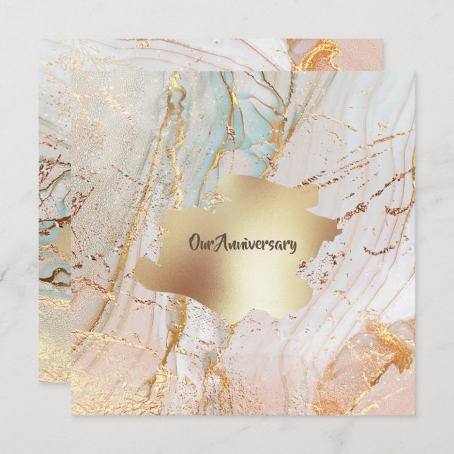 Gold marble geode texture DIY elegant party Invitation (Front/Back)