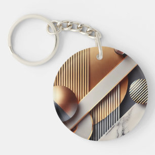 Gold & Marble Geometric Keychain