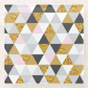 Gold marble, geometric seamless texture glass coaster