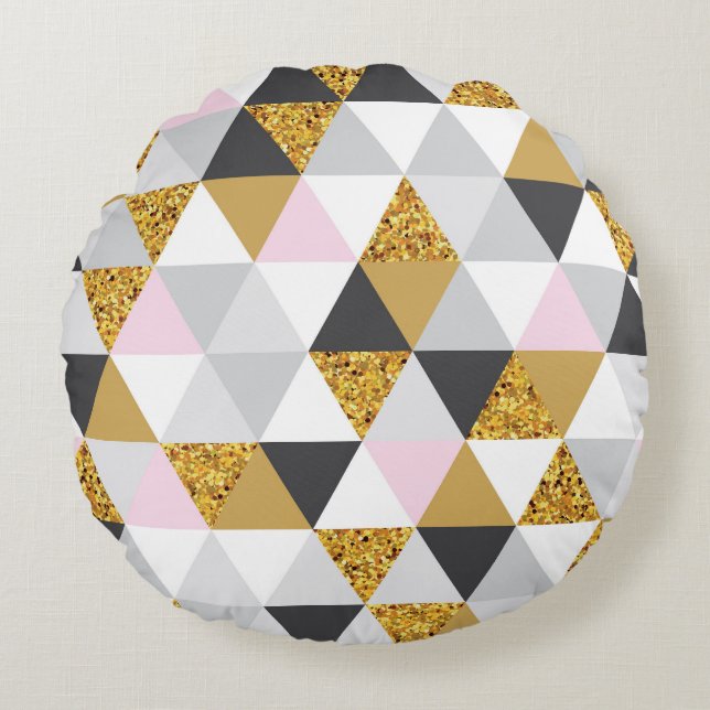 Gold marble, geometric seamless texture round cushion (Front)
