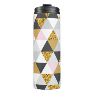 Gold marble, geometric seamless texture thermal tumbler