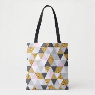 Gold marble, geometric seamless texture tote bag