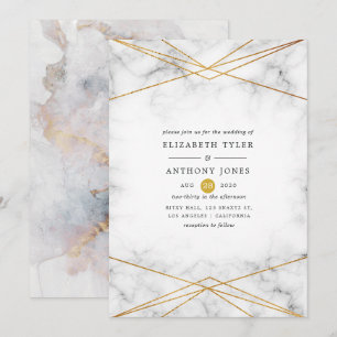 Gold Marble Geometric Wedding Invitation