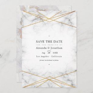 Gold Marble Geometric Wedding Photo Save The Date