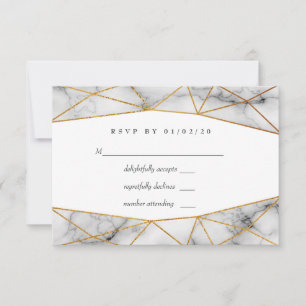Gold Marble Geometric Wedding RSVP Card