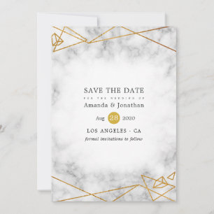 Gold Marble Geometric Wedding Save The Date
