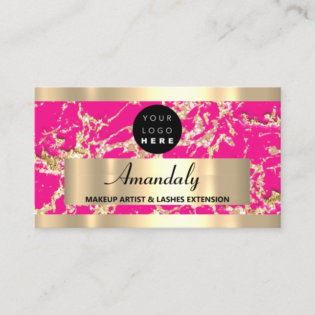  Gold Marble Glitter Fashion Beautique Shop SPA Business Card (Front)