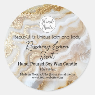 Gold Marble Logo Bottle Candle Jar Product Label