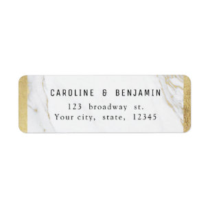 Gold marble luxury modern wedding return address