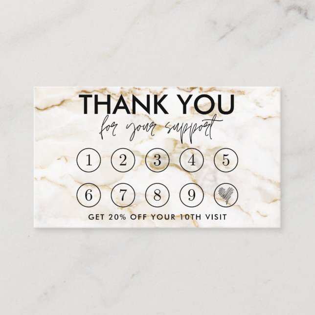 Gold Marble Makeup Hair Logo Loyalty Card (Front)