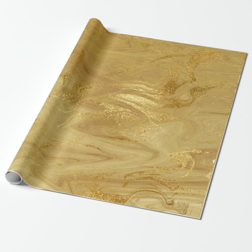 Image of Gold Marble Molten Glam Shiny Wrapping Paper