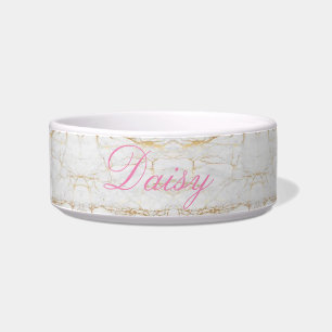 Gold Marble Personalised Pet Bowl