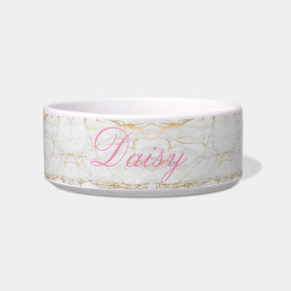 Gold Marble Personalised Pet Bowl