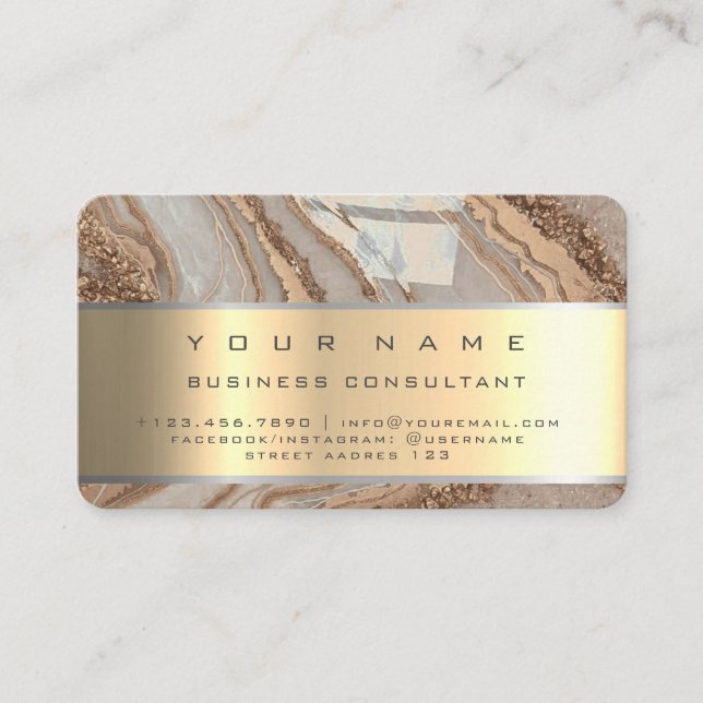 Gold Marble Professional Business Consultant Business Card (Front)