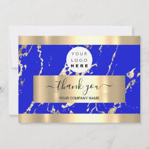Gold Marble Royal Blue LogoThank You Business Invitation