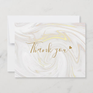 Gold Marble Script Business Thank You Card