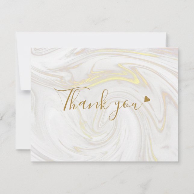 Gold Marble Script Business Thank You Card (Front)