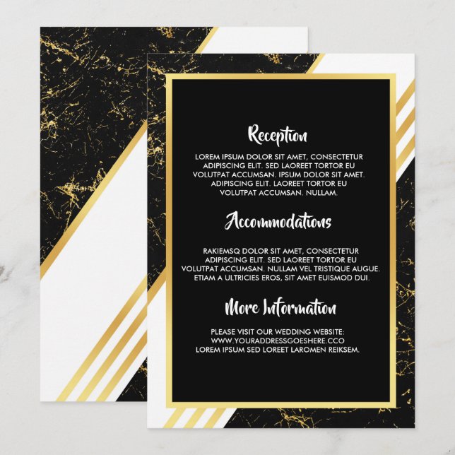 Gold marble stripes typography bl wedding programs invitation (Front/Back)