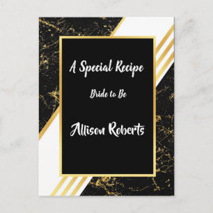 Gold marble stripes typography black Bridal Shower Postcard