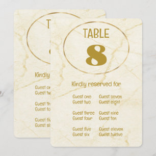 Gold Marble Table Number and Place Card 