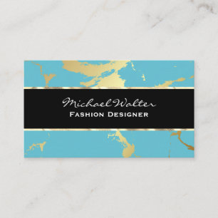 Gold Marble Teal Business Card