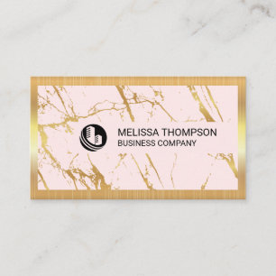 Gold Marble Texture Gold Metallic Border Business Card
