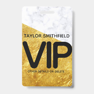 gold marble trendy modern VIP lanyard badge custom ID Badge