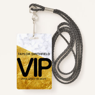 gold marble trendy modern VIP lanyard badge custom ID Badge