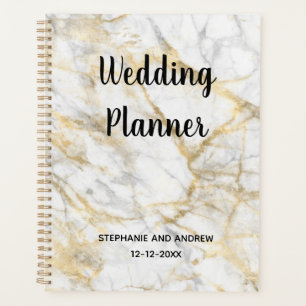 Gold Marble Trendy Personalised Wedding Planner