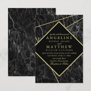 Gold marble wedding invitations