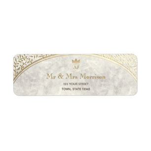 Gold Marble Wedding Return Address