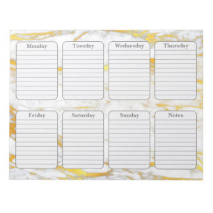 Gold Marble Weekly Planner 40-Page Notepad