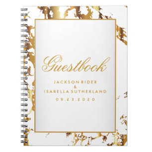 Gold Marble & White - Guestbook Notebook