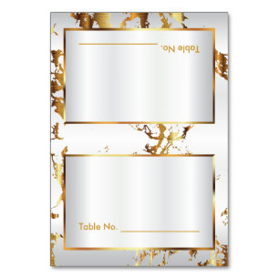 Gold Marble & White Satin -Table Cards