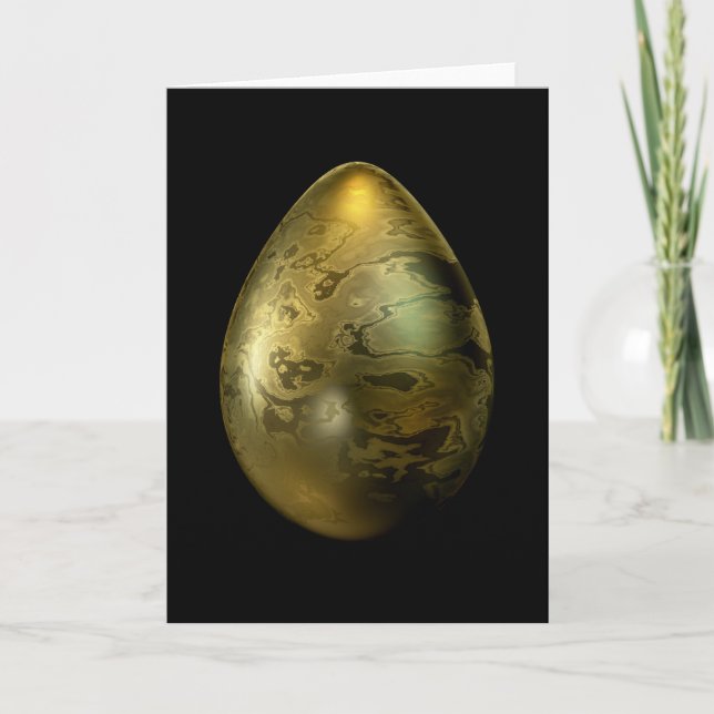 Gold-Marbled Egg Holiday Card (Front)