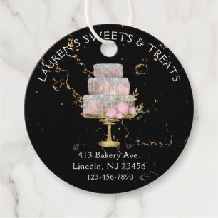 Gold Marbleing on Black with Elegant 3 Tier Cake Favour Tags