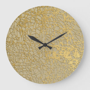 Gold Marbling: Grunge Texture Design Large Clock