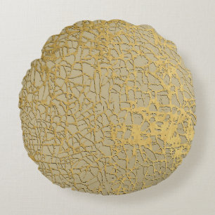 Gold Marbling: Grunge Texture Design Round Cushion