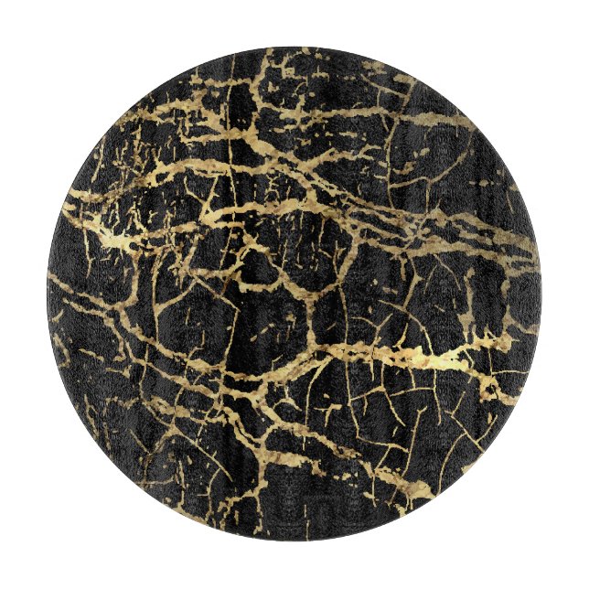 Gold Marbling Texture: Luxe Design Element Cutting Board (Front)