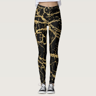 Gold Marbling Texture: Luxe Design Element Leggings