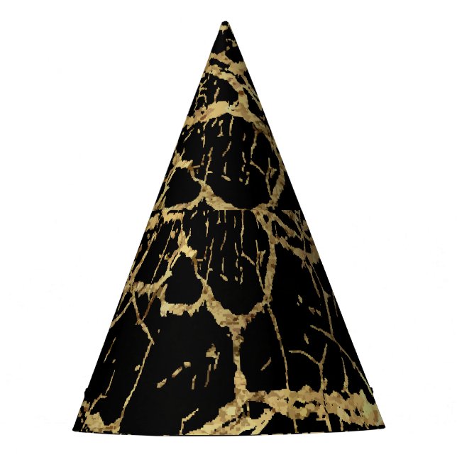 Gold Marbling Texture: Luxe Design Element Party Hat (Front)