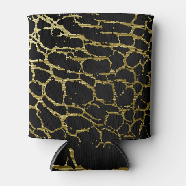 Gold Marbling Texture Poster Design Can Cooler (Front)