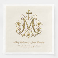 Gold Marian Catholic Monogram Wedding