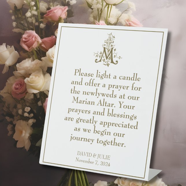 Gold Marian Cross Blessed Mother Altar Sign (Creator Uploaded)