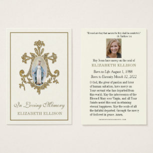 Gold Marian Cross Virgin Mary Funeral Prayer Card