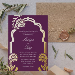 Gold Marigold Indian Wedding Invitation