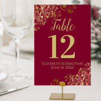 Gold & Maroon Burgundy Elegant Frilly Wedding