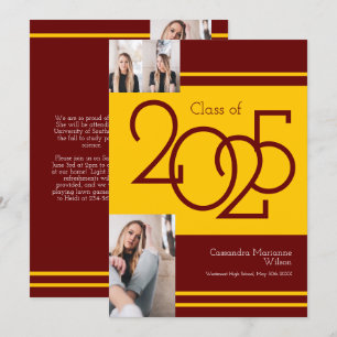 Gold Maroon School Colours Graduation Announcement