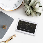 Gold Marquee | Personalized Business Card Holder<br><div class="desc">Elegant business card holder features your name and/or business name in classic white lettering on a rich black background adorned with vertical strands of faux gold foil string lights cascading from the top.</div>