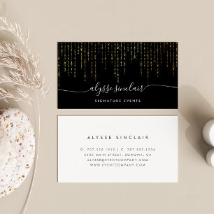 Gold Marquee Signature Calligraphy Script Business Card